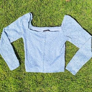 Abercrombie Light Blue Lace Crop Top Large